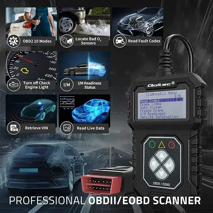 Qoltec Digital OBD2 EOBD diagnostic Tester Interface ProLine  | 8V-25V | Dual System Foto 9