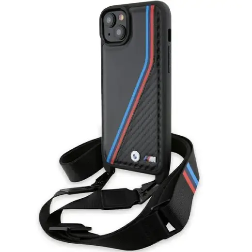 BMW BMHCP15M23PSVTK iPhone 15 Plus | 14 Plus 6.7" czarny|black hardcase M Edition Carbon Tricolor Lines & Strap Foto 1