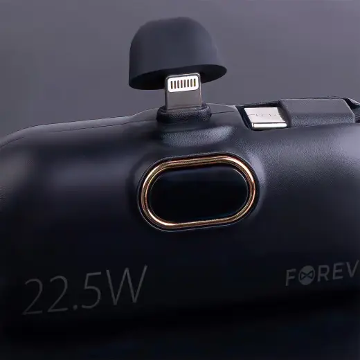 Forever mini MTB-100 external battery (powerbank) | 5000 mAh | 22.5W | Lightning, USB-C | LED display | black Photo