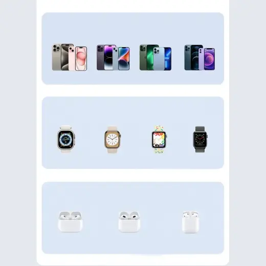 Duzzona W20 15W 4in1 inductive charger for iPhone | AirPods | Apple Watch with night lamp - white Фото num