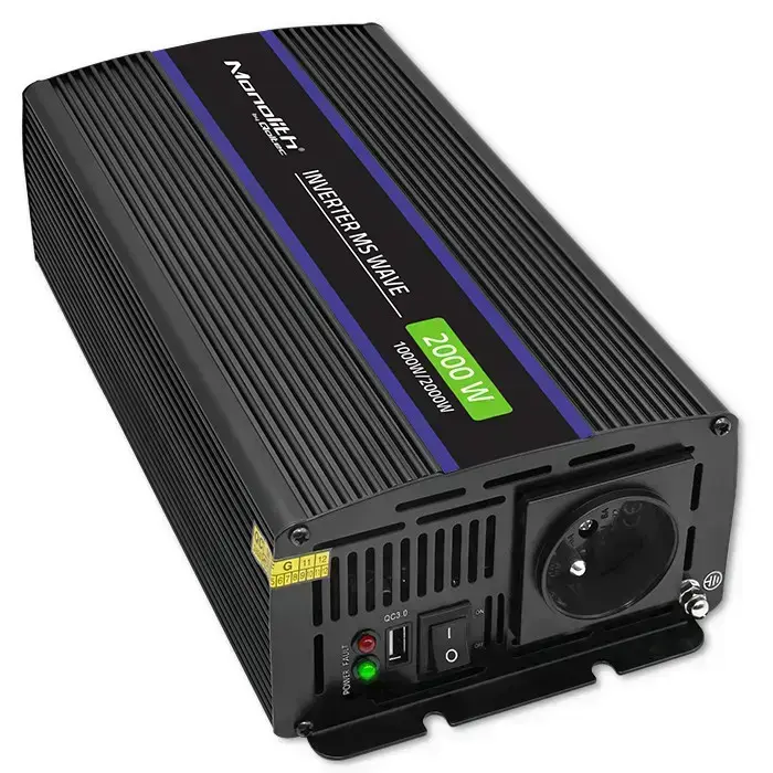 Qoltec Monolith voltage converter 2000 MS Wave |12V to 230V | 1000/2000W | USB Foto 2
