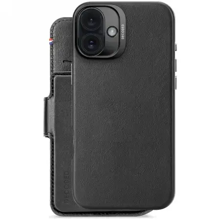 Decoded Leather Detachable Wallet MagSafe Case with Wallet for iPhone 16 Plus - Black Фото num