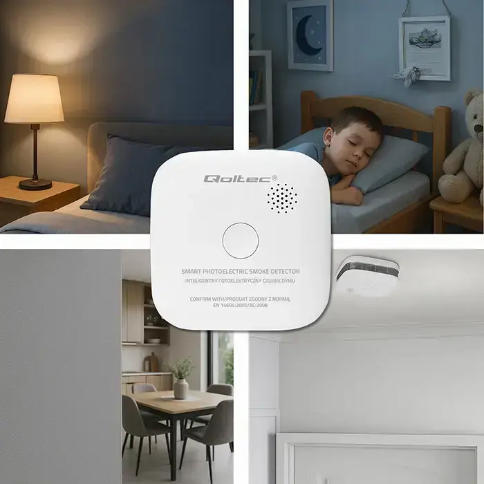 Qoltec Certified Wireless Smoke Detector with Battery | Sensor life: 10 years | Battery life: 10 years | Alarm: 85dB | LED Foto 8