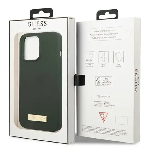 Guess GUHMP13LSPLA iPhone 13 Pro | 13 6,1" zielony|khaki hard case Silicone Logo Plate MagSafe Foto 8