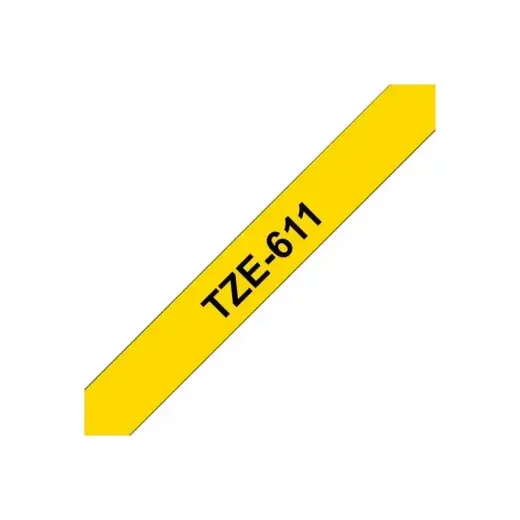 Brother TZE-Schriftbandkassette TZESchriftbandkassette TZe-611 TZe611 Yellow Black (TZE611) Фото num