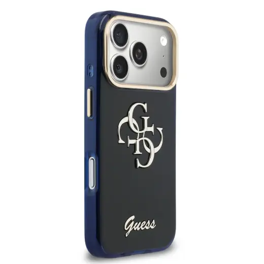 Guess IML 4G Script Metal Logo Case for iPhone 17 Pro Blue Foto 3
