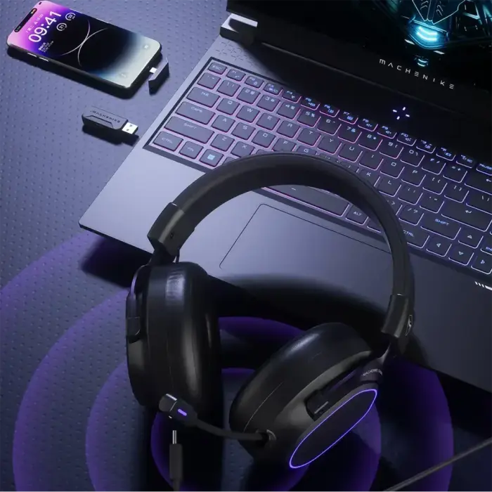 Machenike GX30PRO Wireless Over-Ear Gaming Headphones - Black Foto 8