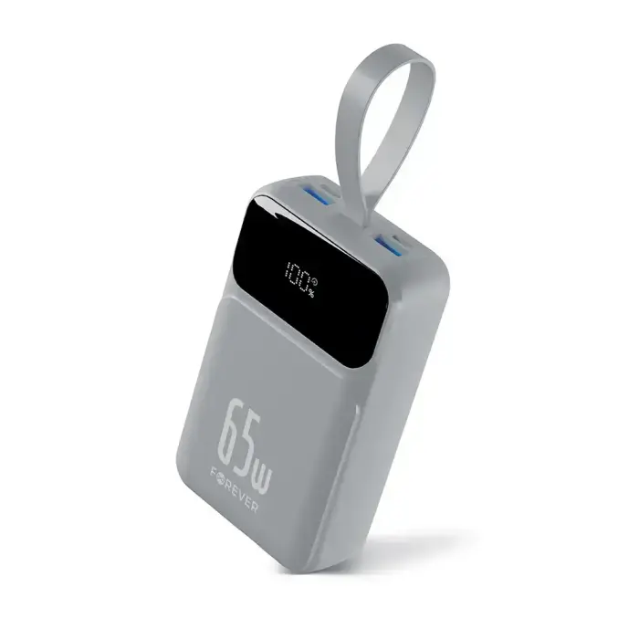 Внешний аккумулятор (powerbank) Forever Vibe-TB65 | 20 000 мА·ч | 65 Вт | PD, QC | USB-C | серебряный