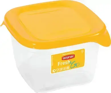 Food container square 0,45L Fresh&Go yellow