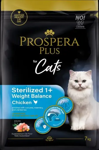 Barība kaķiem – Prospera Plus Sterilized 1+ Chicken Weight Balance, 7 kg