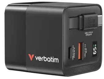 Lādētājs Verbatim GaN Wall Charger 65W 2 Port with Retractable Cable Фото num