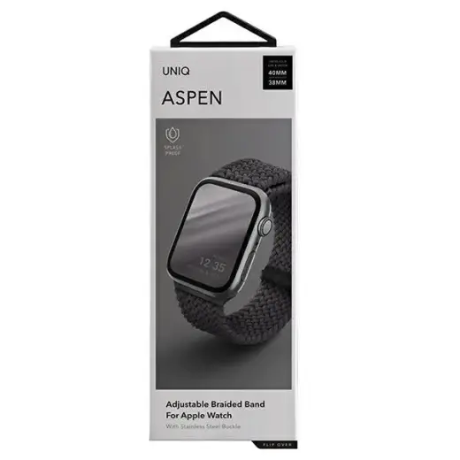 UNIQ pasek Aspen Apple Watch 40|38|41mm Series 4|5|6|7|8|SE|SE2 Braided szary|granite grey Фото num