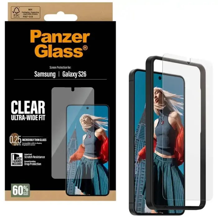 Tempered Glass PanzerGlass Ultra-Wide Fit EasyAligner for Samsung Galaxy S26 Foto 4
