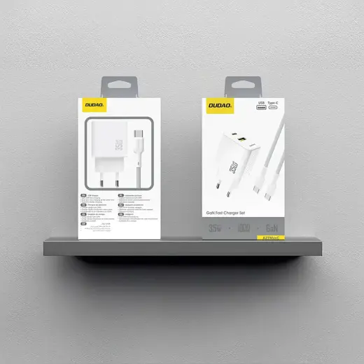 Dudao A27MaxCEU PD QC 35W USB-A USB-C Wall Charger with USB-C Cable - White Foto 6