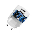 Dudao 2x USB mājas USB ceļojuma ES adapteris sienas lādētājs 5V|2.4A + Lightning kabelis balts (A2EU + Lightning balts) Foto 6
