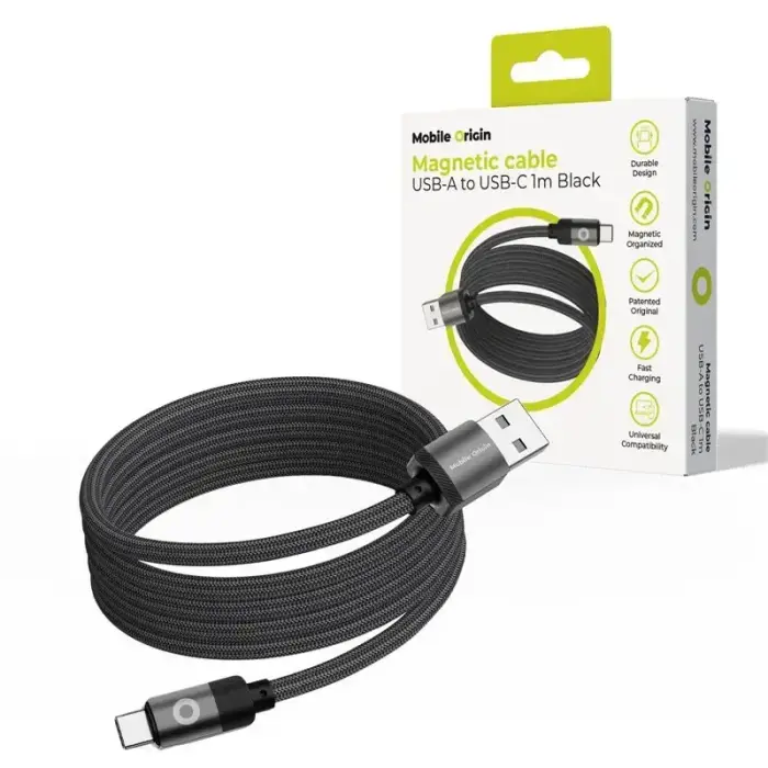 Mobile Origin Magnetic Patented Original Cable USB-A to USB-C 1m, black
