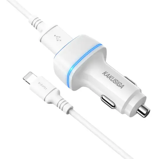 KAKU Car Charger KSC-528 Shengyu - 2xUSB - 2,8A with USB to Lightning white Foto 2