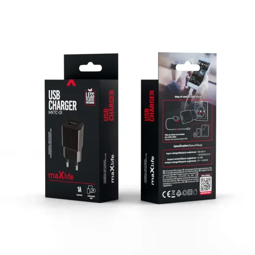 Maxlife MXTC-01 tīkla lādētājs | 5W | USB-A | melns Foto 3