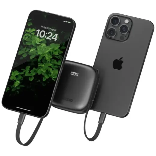 Bazic 4 in 1 Bazic Fusion ārējais akumulators (powerbank) | 10000 mAh | 22.5W | USB-C, Lightning, USB-A | LED ekrāns | melns Foto 2