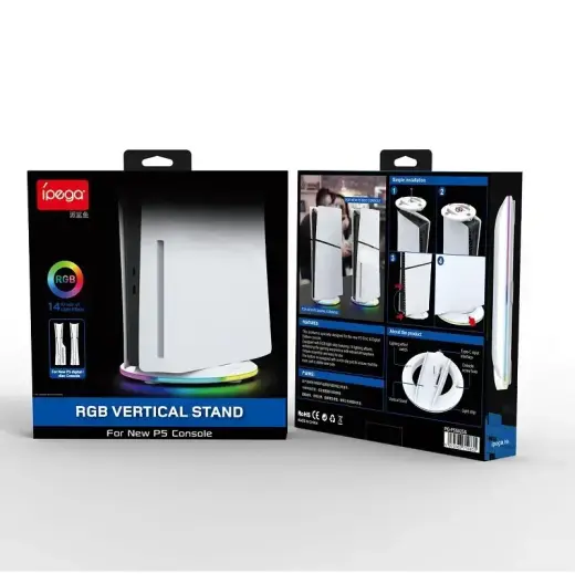 iPega P5S025S Vertical Stand with RGB for PS5 Slim/PS5 Pro White Foto 3