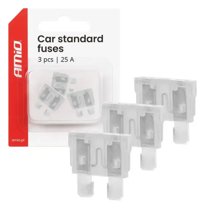 Car blade fuses STANDARD 3 pcs 25A AMIO-05108