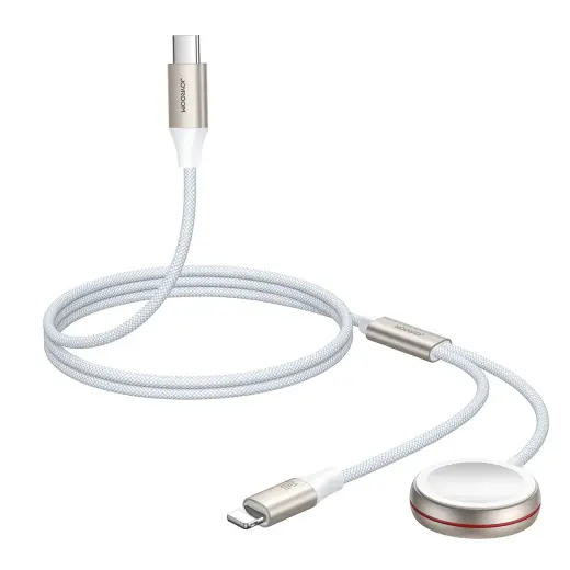 Joyroom 2 in 1 Lightning cable and inductive charger for Apple Watch 1.5m white (S-IW011) Фото num