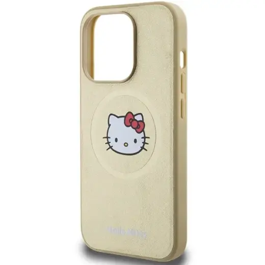 Hello Kitty Leather Kitty Head MagSafe case for iPhone 15 Pro - gold Фото num