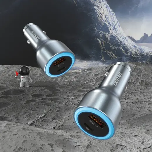 Dudao R4Ultra 120W Power Delivery Quick Charge LED Car Charger USB-A USB-C - Gray Foto 2