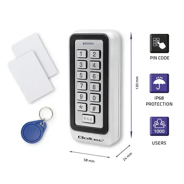 Qoltec Code lock TRITON  with RFID reader Code | Card | key fob | IP68 | EM Foto 2