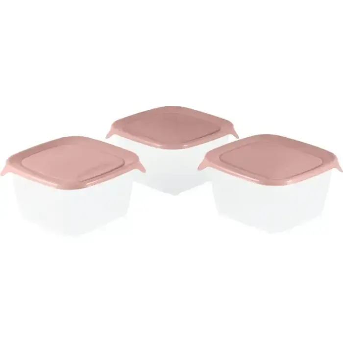 Food container set 3 pcs. square 3x1.2L Fresh&Go pink