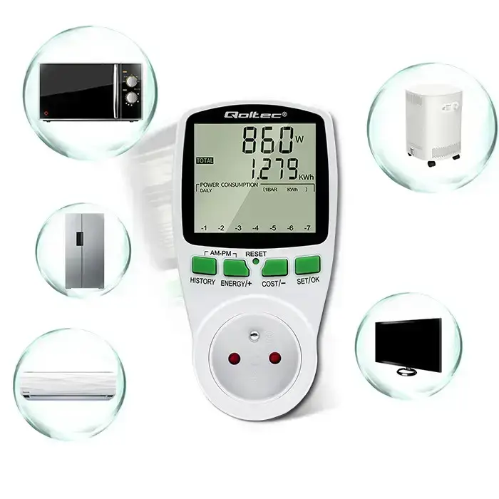 Qoltec Power meter PM0627 with history | 3680W | 16A | LCD Photo