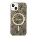 Zestaw Guess GUBPP14SH4EACSW Case+  Charger iPhone 14 | 15 | 13 6,1" brązowy|brown hard case 4G Print MagSafe Фото num