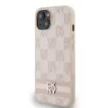 DKNY Leather Checkered Mono Pattern & Printed Stripes Case for iPhone 15 Plus | 14 Plus - Pink — Foto 2