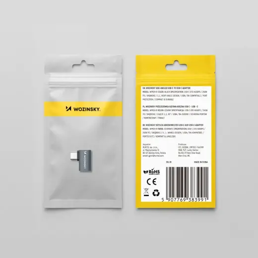 Wozinsky WPKB-01 USB-C - USB-C 40Gb|s 240W 8K OTG Side Angled Adapter - Gray Фото num