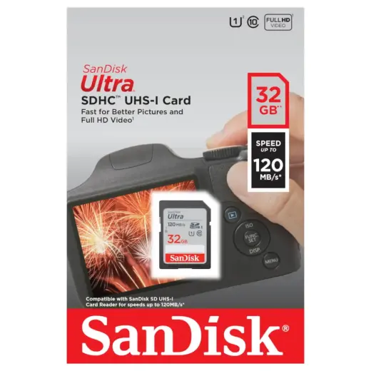 SanDisk memory card 32GB SDHC Ultra cl. 10 UHS-I 120 MB|s Фото num
