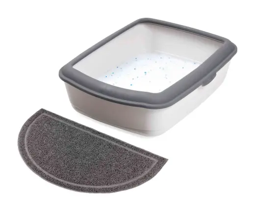 Cat litter tray mat : Trixie Cat litter tray mat, semi:circular, PVC, 59 × 35 cm, anthracite Photo