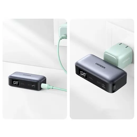 Ugreen PB503 5000mAh внешний аккумулятор (powerbank) с портом Тип C и интегрированным коннектором Тип C - серый Фото num