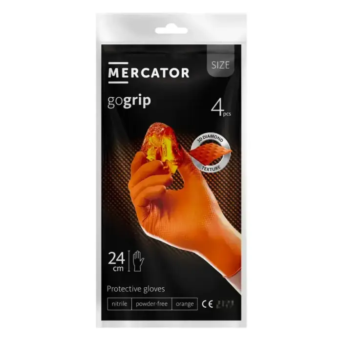 Mercator GoGrip orange nitrile gloves 4 pcs size XXL