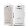 DKNY PU Leather Checkered Pattern and Stripe Case for iPhone 14 Pink — Фото 5