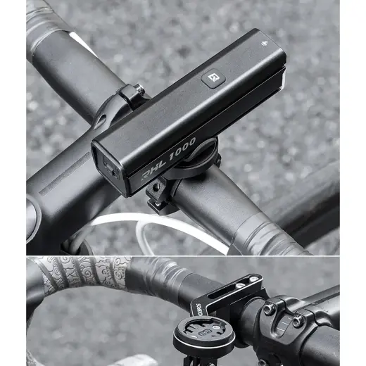 Rockbros 24610002001 front bicycle light 1000 lm + USB-C - USB-A cable - black Photo