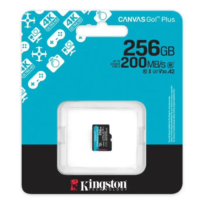 Kingston memory card 256GB microSDXC Canvas Go Plus Gen4 200R A2 U3 Single Pack w/o ADP Фото num