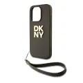 DKNY PU Leather Stack Logo Wrist Strap Case for iPhone 14 Pro Green — Foto 2