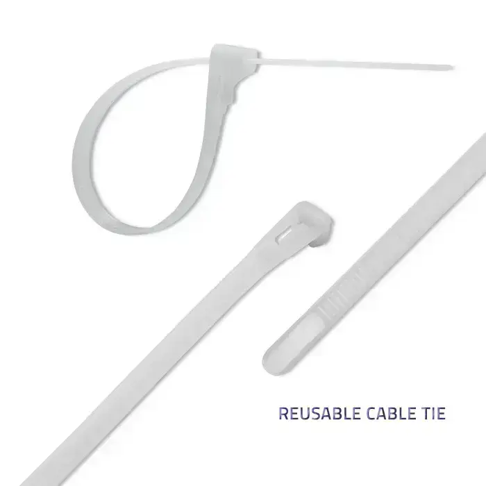 Qoltec Reusable Self-locking cable tie | 7.2*450 mm | Nylon UV | White Фото num