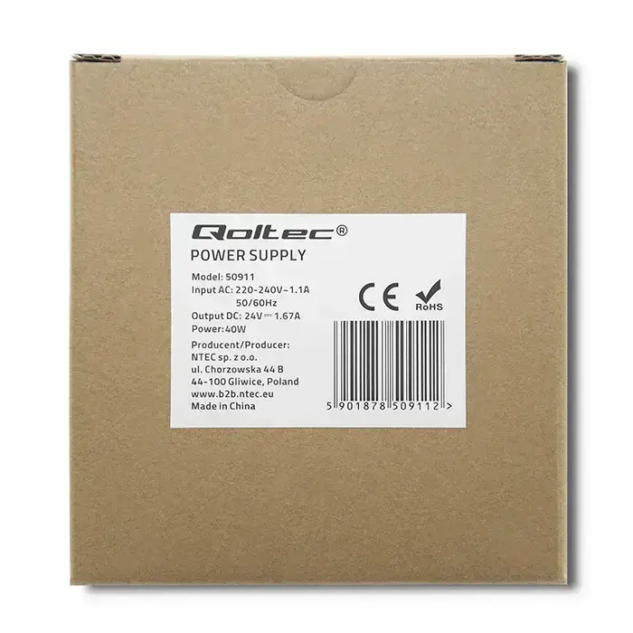 Qoltec DIN rail power supply | 40W | 24V | 1.67A | White | Slim Foto 6