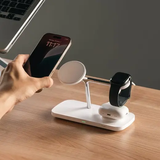 RINGKE 3IN1 QI2 MAGNETIC MAGSAFE WIRELESS CHARGER WHITE Фото num