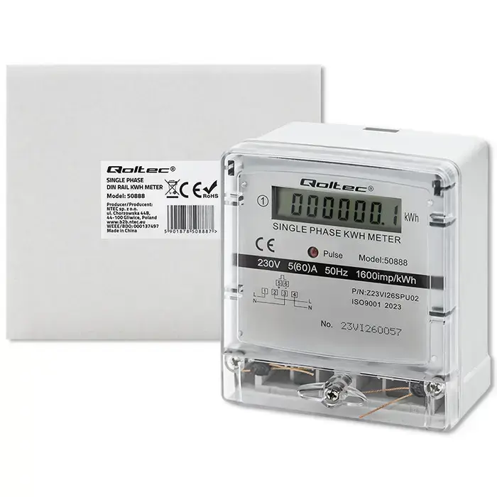 Qoltec Single-phase electronic meter | Energy consumption meter | 230V | LCD Foto 7