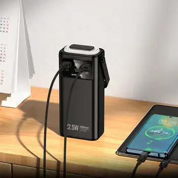 Borofone Power Bank 30000mAh BJ65 High - 2xUSB + Type C - QC 3.0 22,5W + PD 20W with USB, Type C, Lightning and micro USB black (damaged packaging) Foto 8