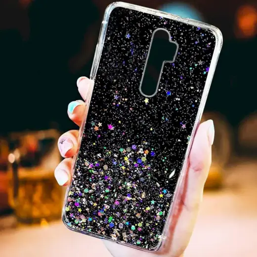Fusion glue glitter silikona aizsargapvalks Apple iPhone 13 melns Foto 5