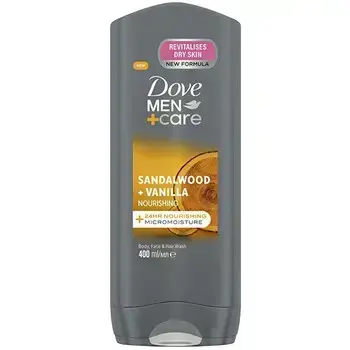Dove Men+Care Sandalwood & Vanilla Body, Face & Hair Wash - Vyživující sprchový gel
