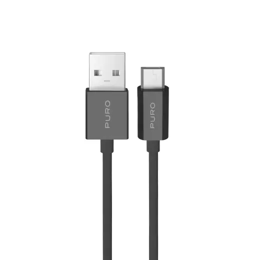 Puro PUCM12W2MTBLK datu pārraides un uzlādes vads | USB-A uz Micro USB | 12W | 2m | melns Foto 1